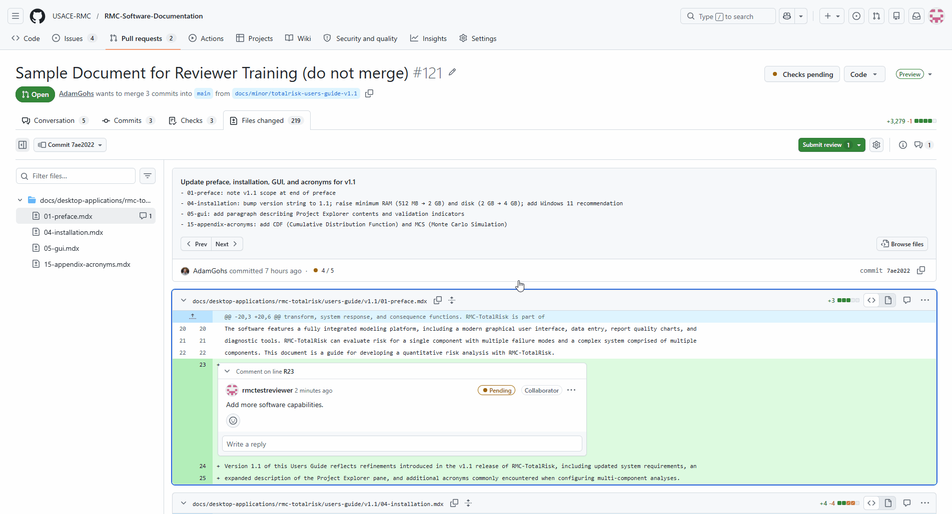 Animation showing the Finish your review dialog being filled in and submitted