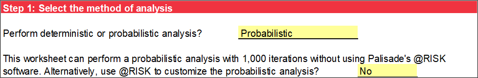 Step 1 of Schmertmann worksheet: Probabilistic analysis without using @RISK.