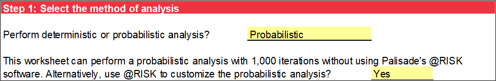 Step 1 of Schmertmann worksheet: Probabilistic analysis using @RISK.