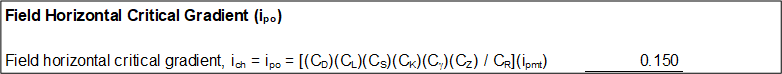 Step 4 of Schmertmann worksheet: Field horizontal critical gradient.