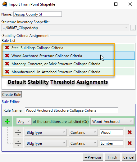 Stability criteria assignment with default stability criteria.