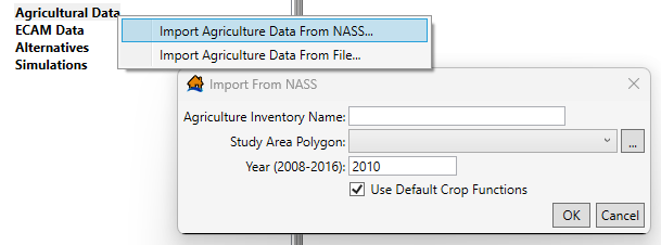 LifeSim import of agricultural data from NASS.