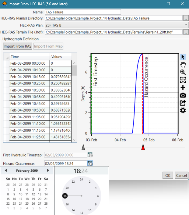Setting the hazard occurrence time in LifeSim.