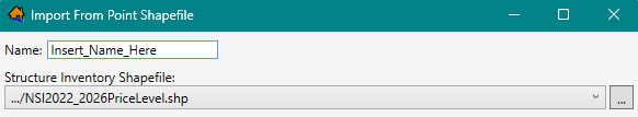 Import From Point Shapefile - Structure Inventory Shapefile Selected