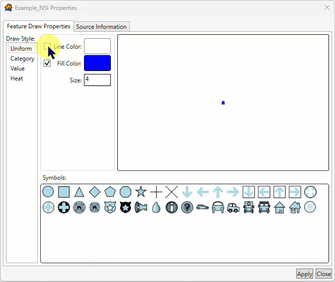 Properties Dialog Box - Selecting a Line Color - Select a Color Dialog Box