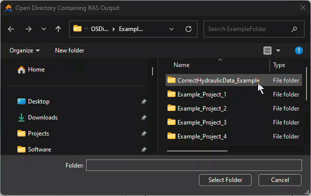 HEC-RAS Plan Dropdown Menu with Hydraulic Data