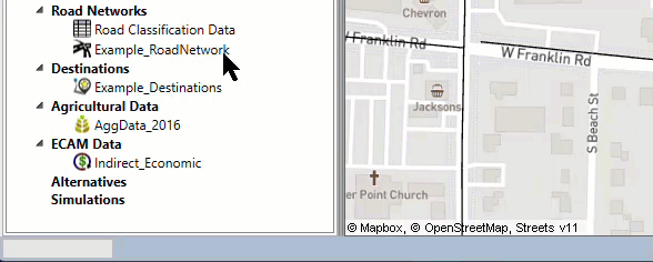 Road Network Dataset - Show Dangles in Map Window - Dangles Generated and Displayed