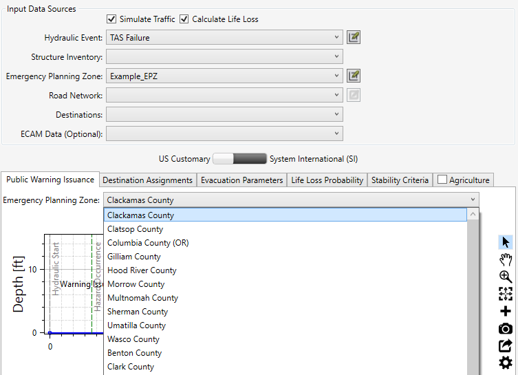 Create New Alternative Dialog Box - Public Warning Issuance Tab - EPZ Zones Available in Dropdown
