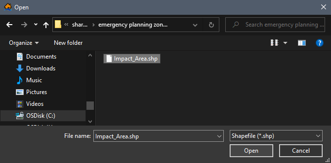 Open Browser Window – Select Polygon Shapefile