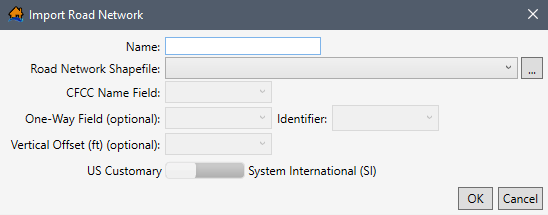 Import Road Network Dialog Box