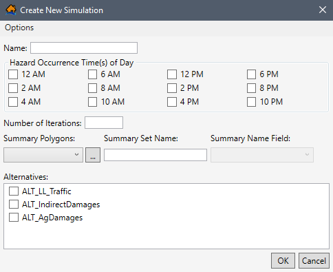 Create New Simulation Dialog Box