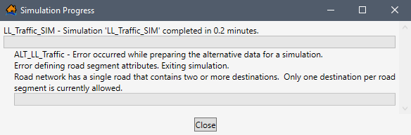 Example: Simulation Progress Window with Errors