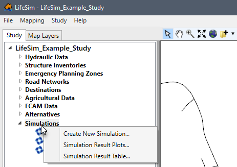 LifeSim Main Window - Simulations Study Tree Shortcut