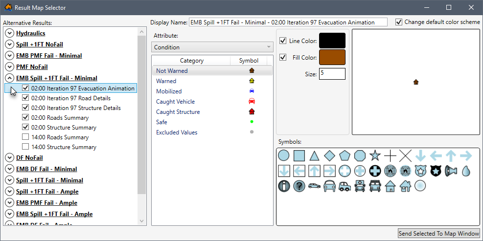 Example: Result Map Selector Dialog Box - Detailed Output Selection