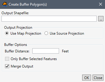 Create Buffer Polygon(s) Dialog Box