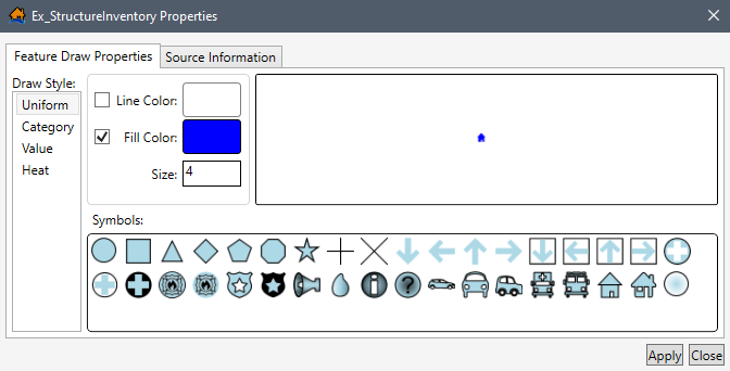 Map Layer Properties Dialog Box - Feature Draw Properties Tab