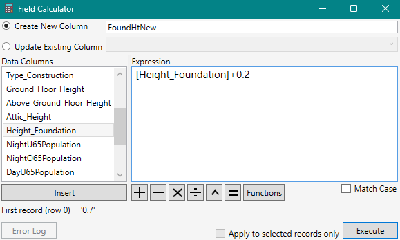 Field Calculator Dialog Box – Create New Column