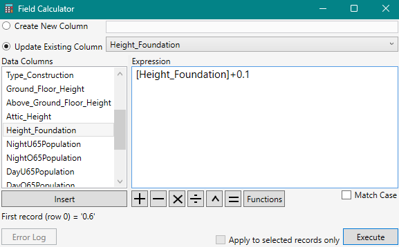 Field Calculator Dialog Box – Update Existing Column