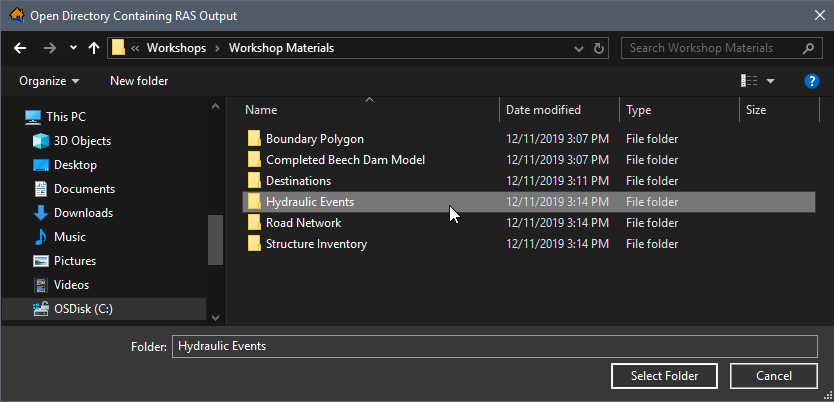 Open Directory Containing RAS Output Browser