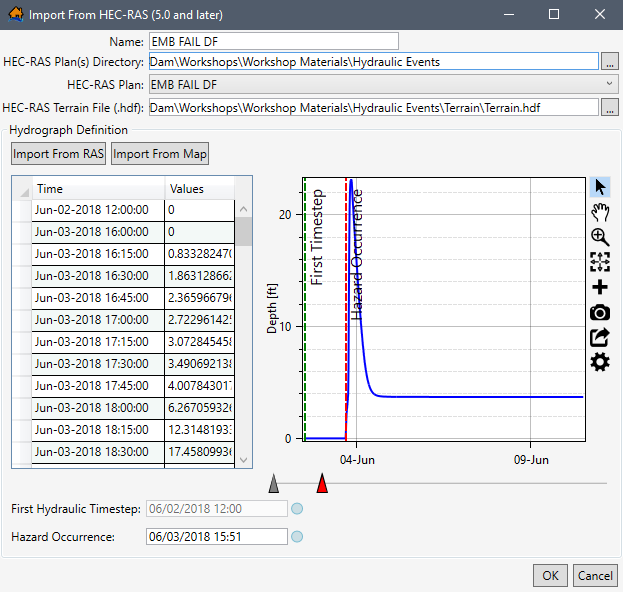 Example: Import From HEC-RAS (5.0 and later) Dialog Box – Completed