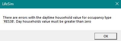 LifeSim Error Message