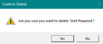 Warning And Protective Action Data Editor - Confirm Delete Dialog Box