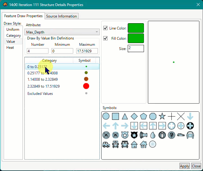 Map Layer Properties Dialog Box: Overwriting a value in the Category-Symbol table.