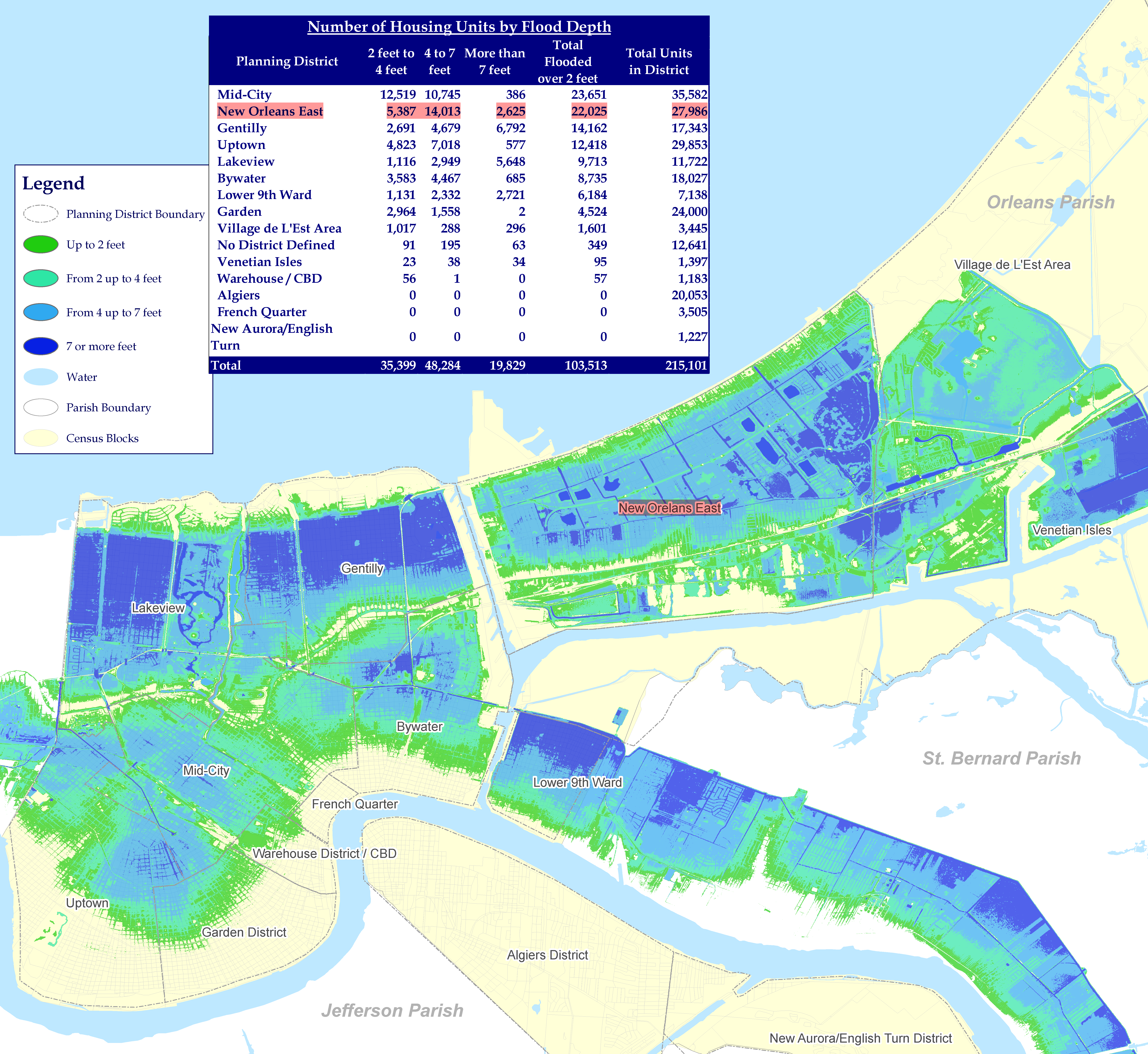 NOLA inundation map August 31, 2005