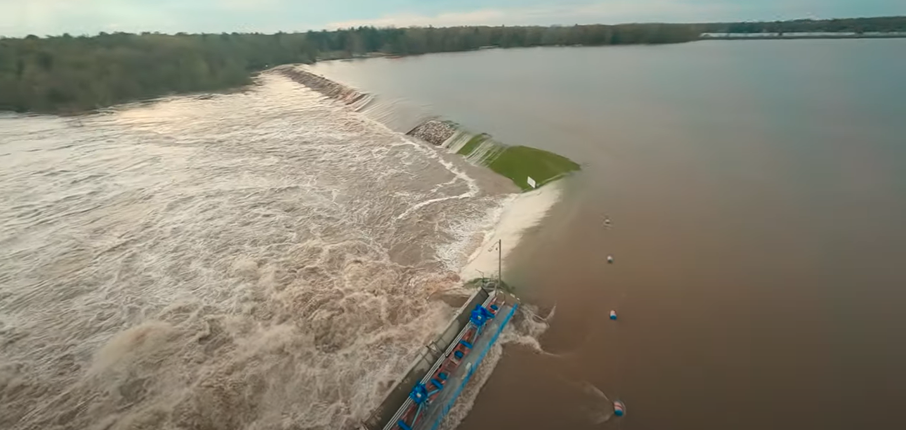 Still image of Sanford Dam failure video.