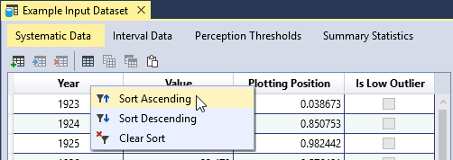 Sort Input Data Tables.