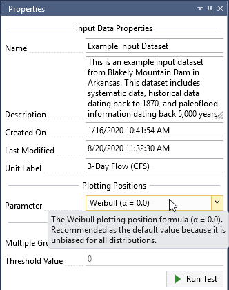 Set Plotting Position Parameter.