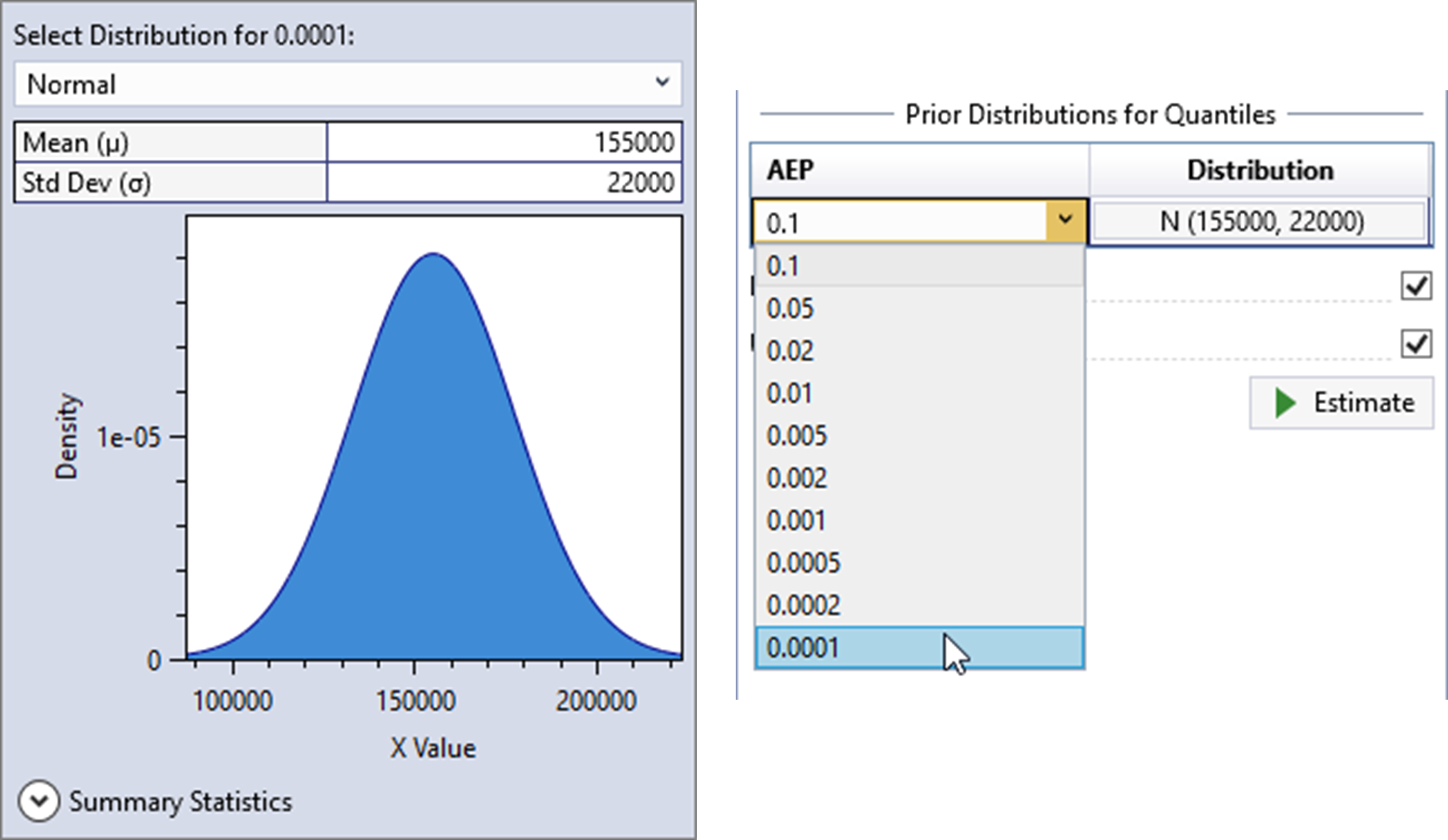 Select Distribution for a Quantile.