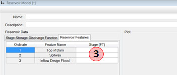Reservoir model window with reservoir features selected.