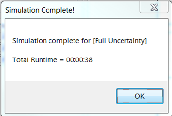 Simulation complete window.