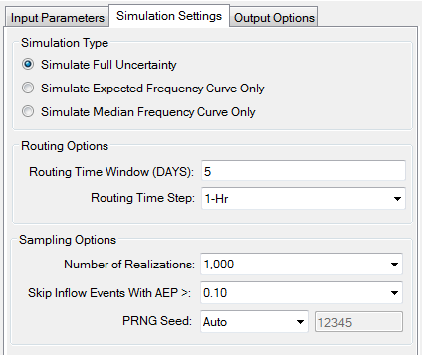 Simulation settings tab.