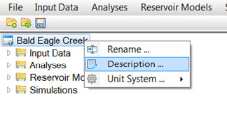 Description edit option available when right clicking on project name in project explorer.