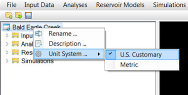 Change unit system available when right clicking on project name in project explorer.