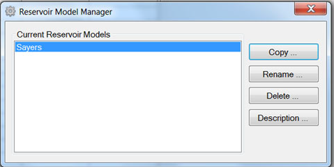 Reservoir Models manager.