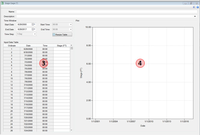 Stage gage input window after hitting resize table.