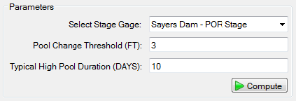 Parameters for reservoir starting stage duration.