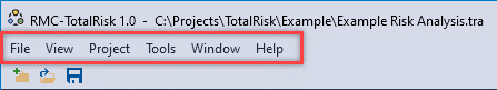 The menu bar with important commands horizontally displayed as File, View, Project, Tools, Window, and Help.