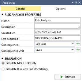 Risk simulation options: mean risk or Monte Carlo simulation.