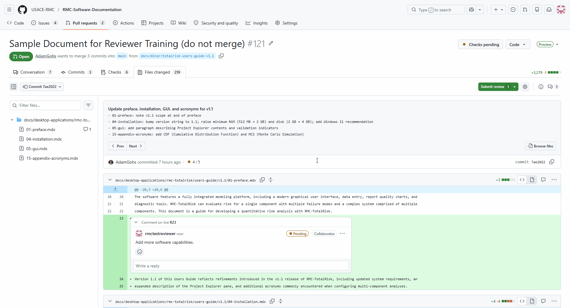 Animation showing the comment menu being opened to edit or delete a comment