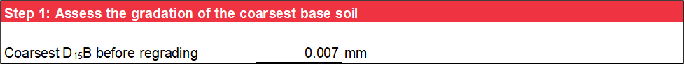 Step 1 of Permeability worksheet: Base soil characterization.
