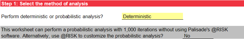 Step 1 of Guidoux et al. worksheet: Deterministic analysis.