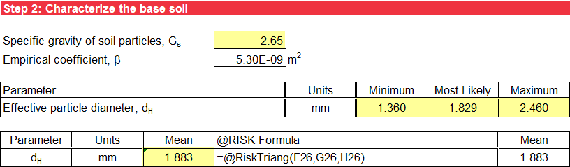 Step 2 of Guidoux et al. worksheet: Probabilistic input using @RISK.